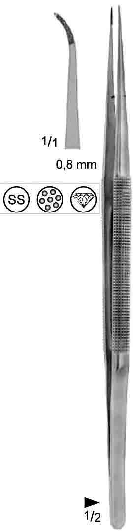 MİKRO SUTUR PENSETİ DİŞLİ 0.8MM EĞRİ 18CM